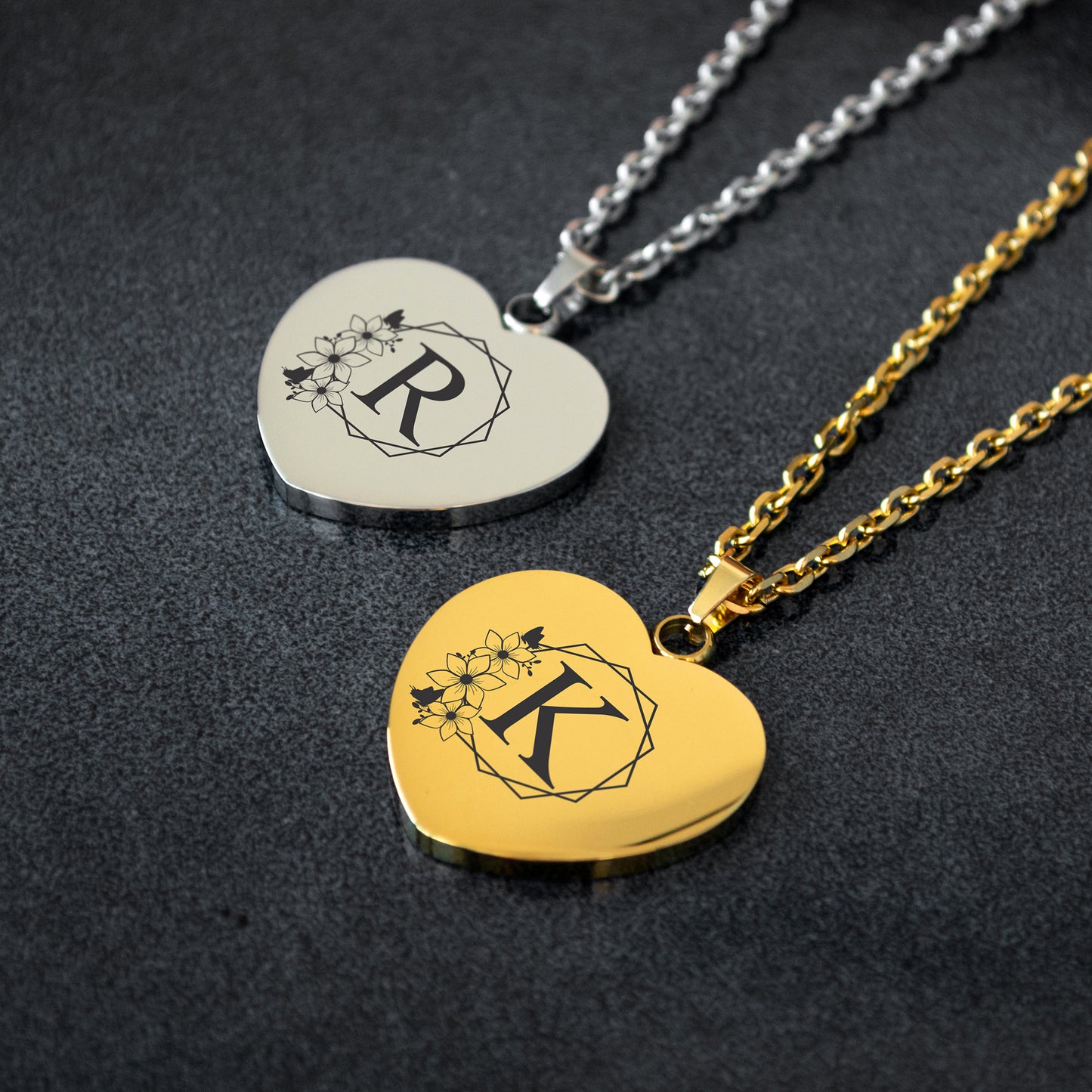 Custom Letter Necklace – Engraved Monogram Pendant