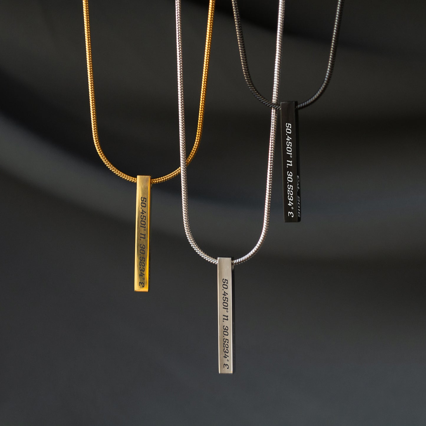 Coordinates Bar Necklace – Personalized Engraved Jewelry