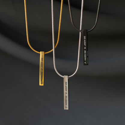 Coordinates Bar Necklace – Personalized Engraved Jewelry