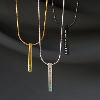 Personalized Coordinates Necklace - Custom Engraved Pendant