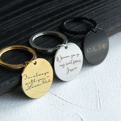 Personalized Handwriting Keychain – Custom Engraved Keepsake Gift