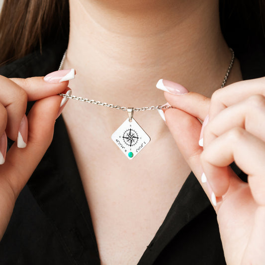 Custom Coordinates Necklace – Compass Pendant Jewelry