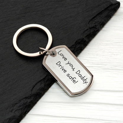 Custom Handwriting Drive Safe Keychain - Personalized Engraved Gift