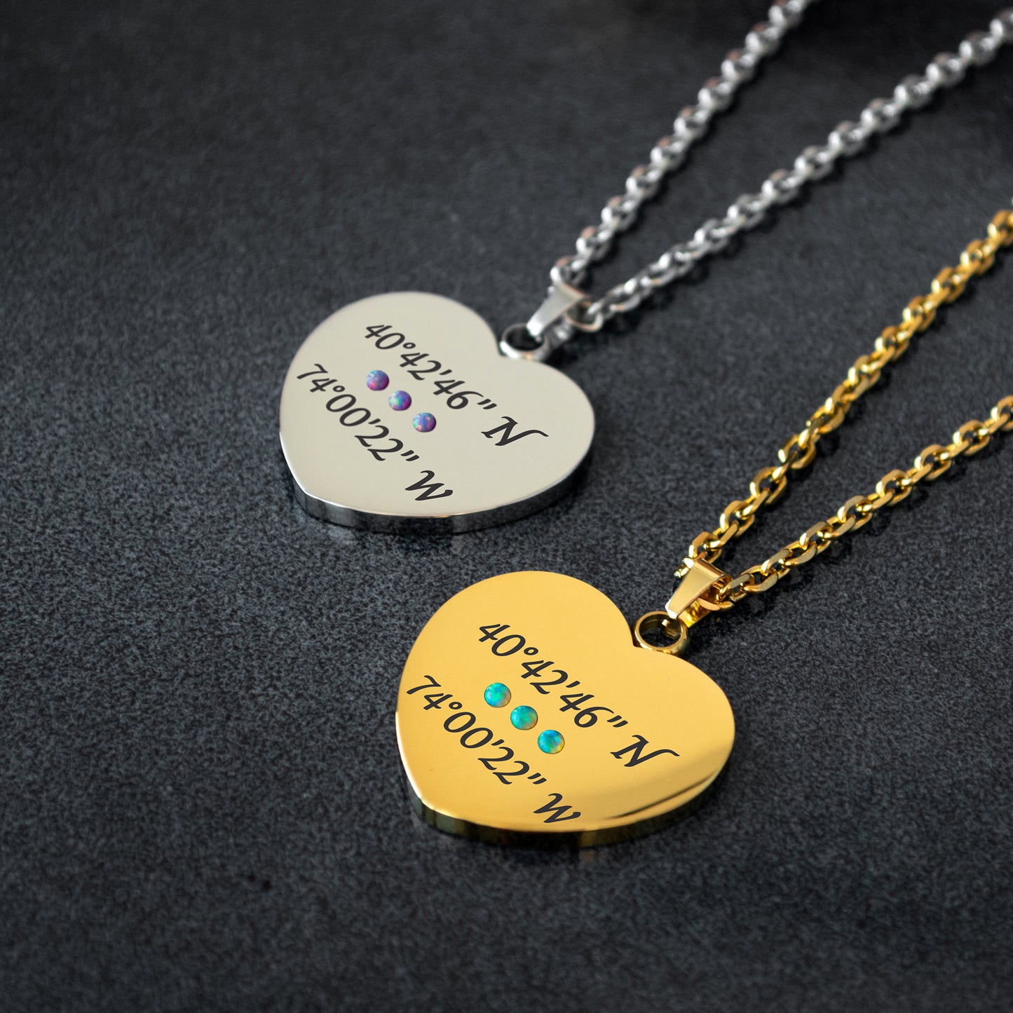 Custom Coordinates Necklace – Engraved Minimalist Pendant