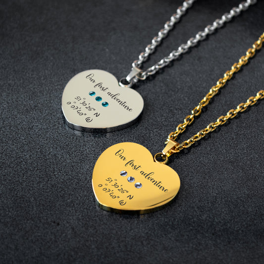 Custom Coordinates Necklace – Engraved Minimalist Pendant