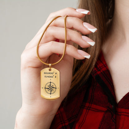 Compass Coordinates Necklace – Custom Engraved Pendant