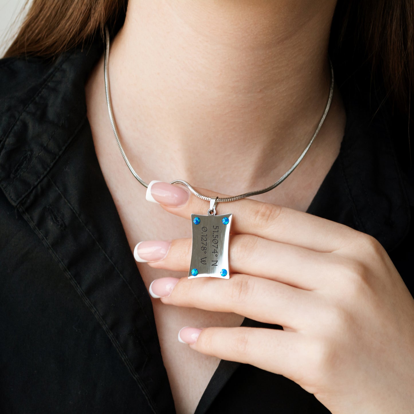 Custom Engraved Coordinates Necklace – Minimalist Jewelry Gift