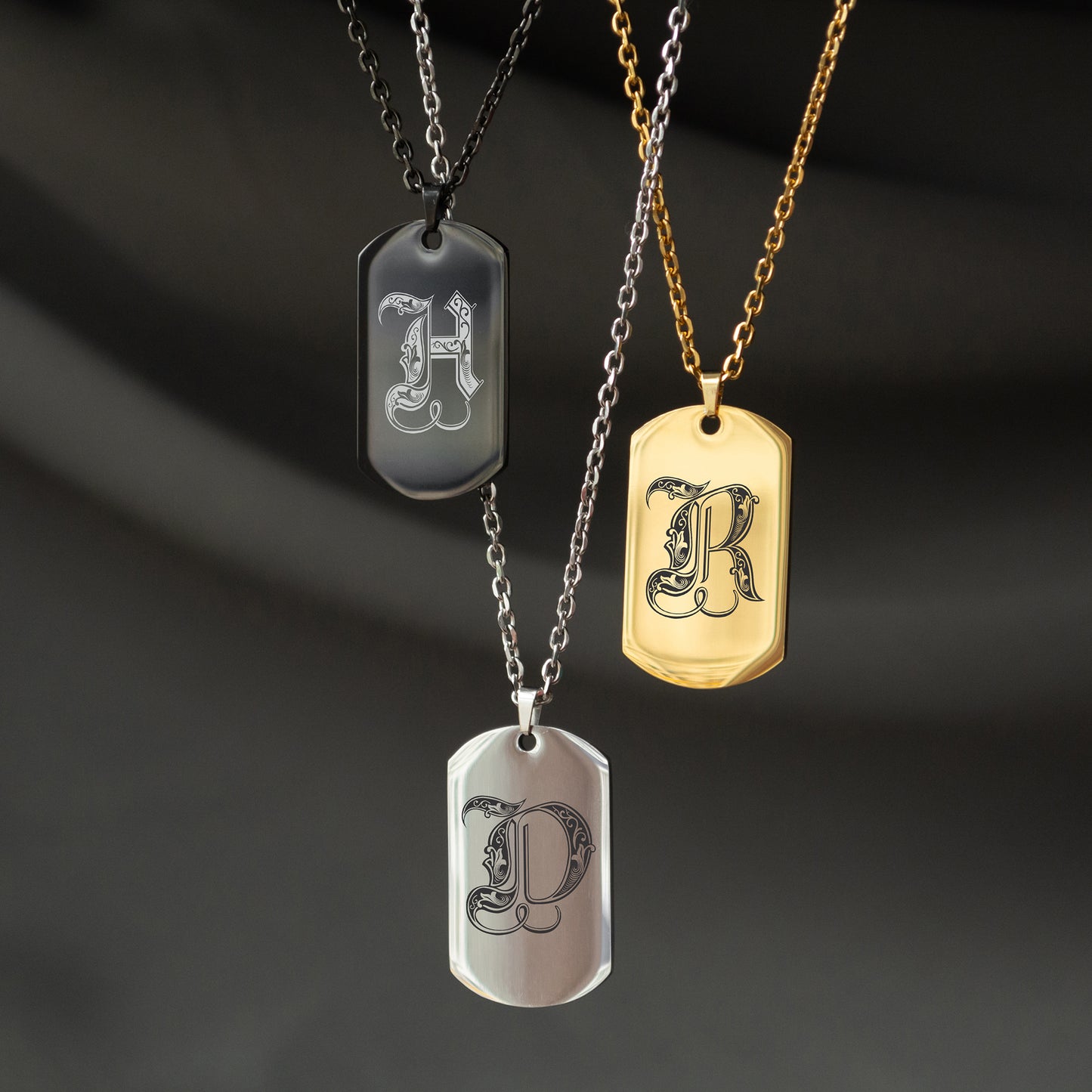 Custom Monogram Necklace – Engraved Initial Pendant