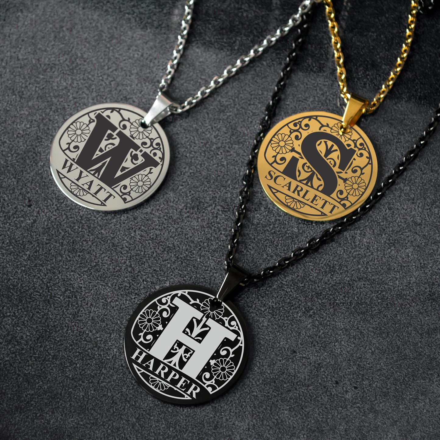 Custom Letter Necklace – Engraved Monogram Pendant