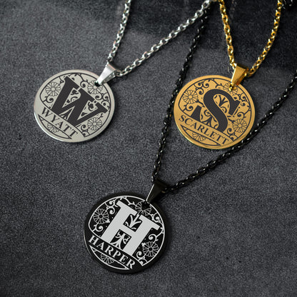 Custom Letter Necklace – Engraved Monogram Pendant