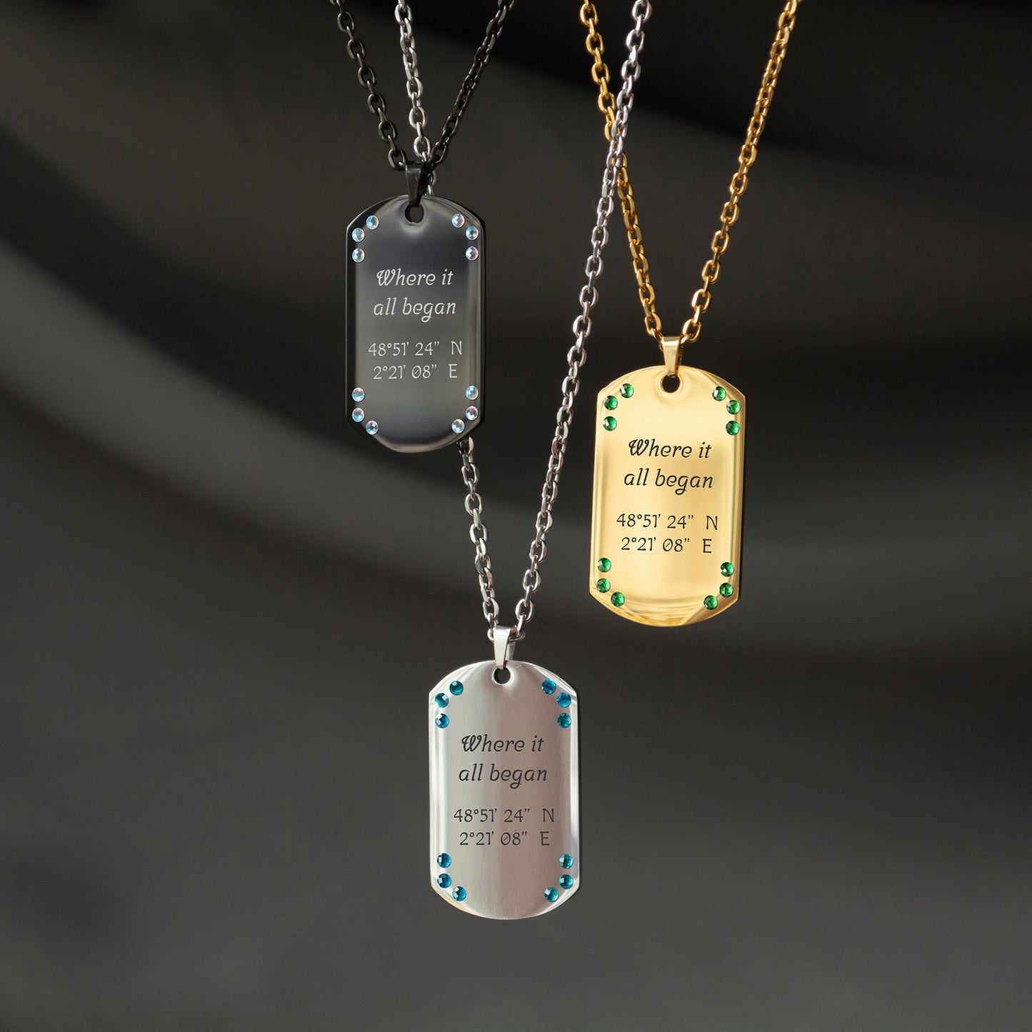 Personalized Coordinates Necklace – Custom Engraved Pendant