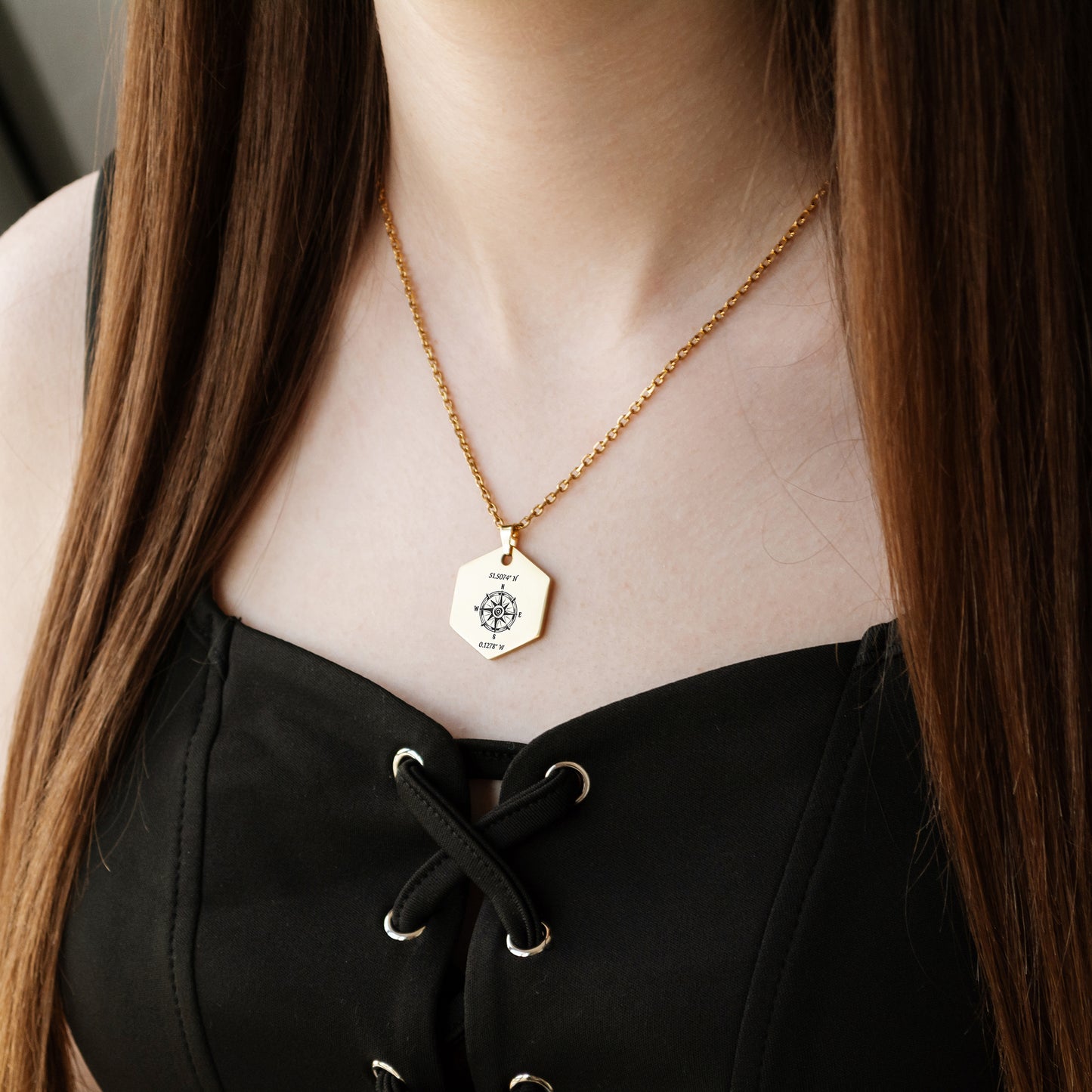 Personalized Compass Necklace – Custom Coordinates Jewelry