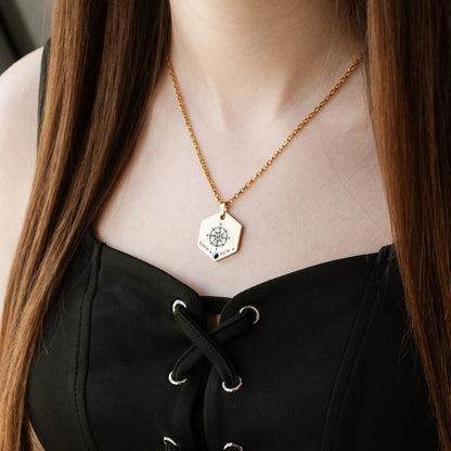 Compass Pendant Necklace – Custom Engraved Coordinates