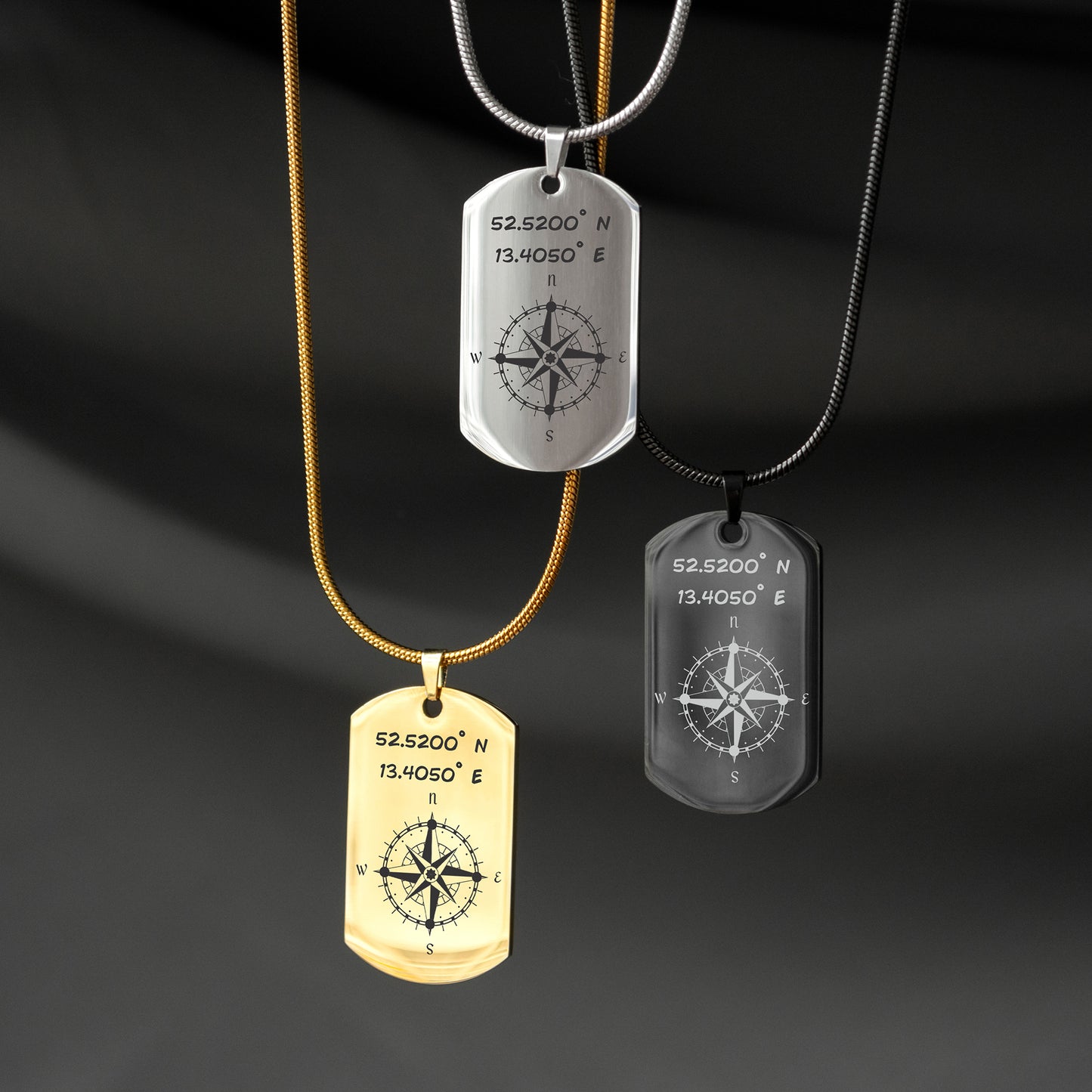 Compass Coordinates Necklace – Custom Engraved Pendant