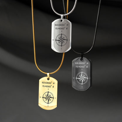 Compass Coordinates Necklace – Custom Engraved Pendant