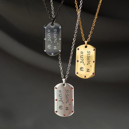 Personalized Latitude Longitude Necklace – Custom Engraved Jewelry