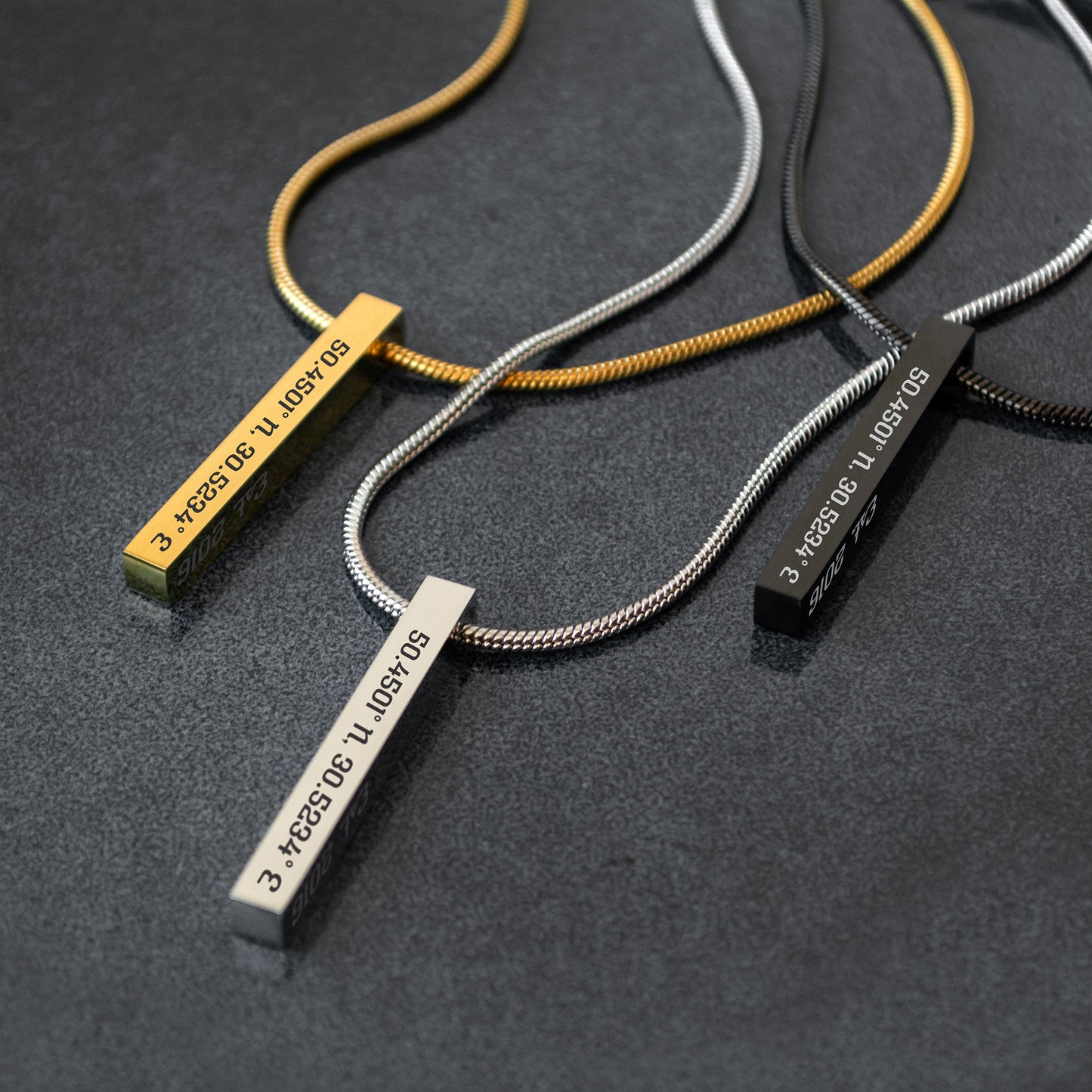 Coordinates Bar Necklace – Personalized Engraved Jewelry