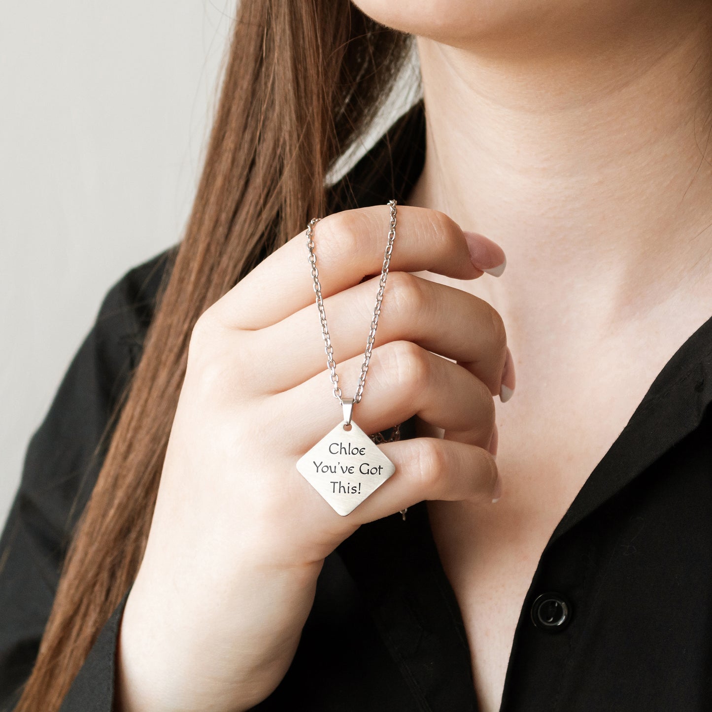 Custom Engraved Pendant – Name or Motivational Quote Jewelry