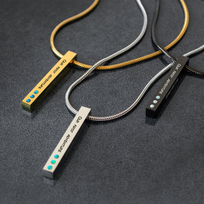 Personalized Coordinates Necklace - Custom Engraved Pendant