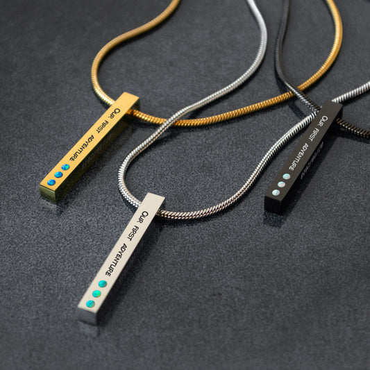 Personalized Coordinates Necklace - Custom Engraved Pendant