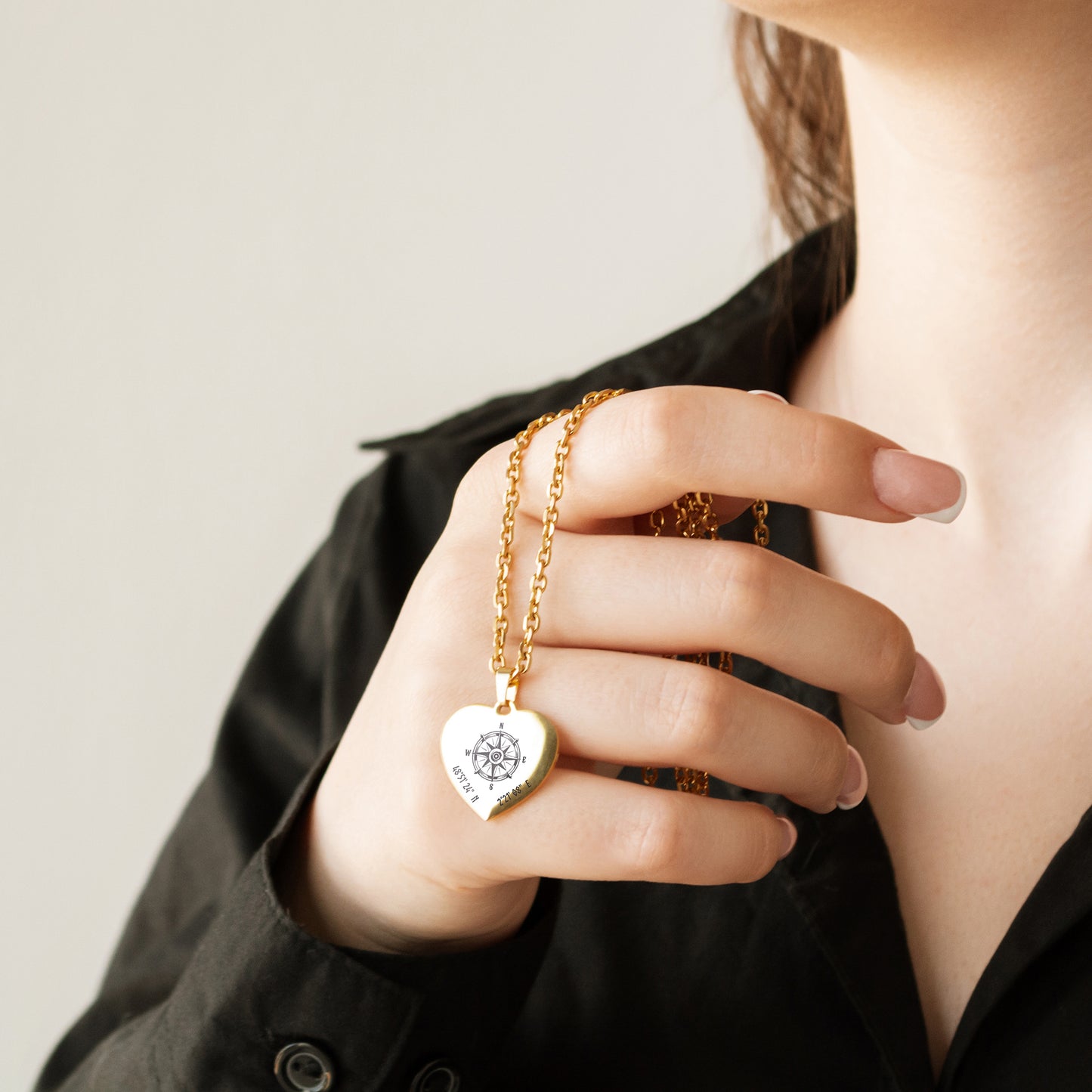 Engraved Compass Coordinates Necklace – Personalized Jewelry