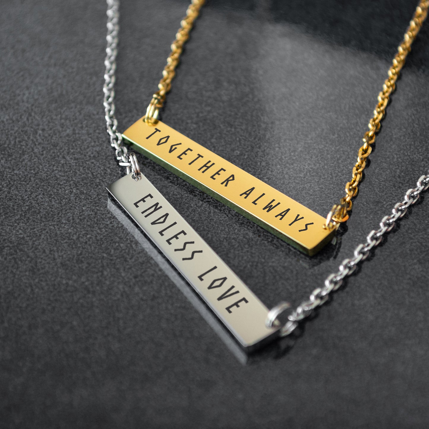 Engraved Bar Necklace – Personalized Name or Phrase Pendant