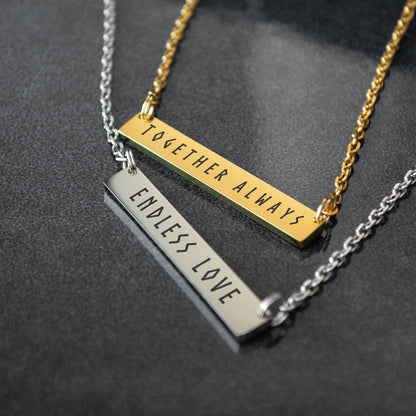 Engraved Bar Necklace – Personalized Name or Phrase Pendant