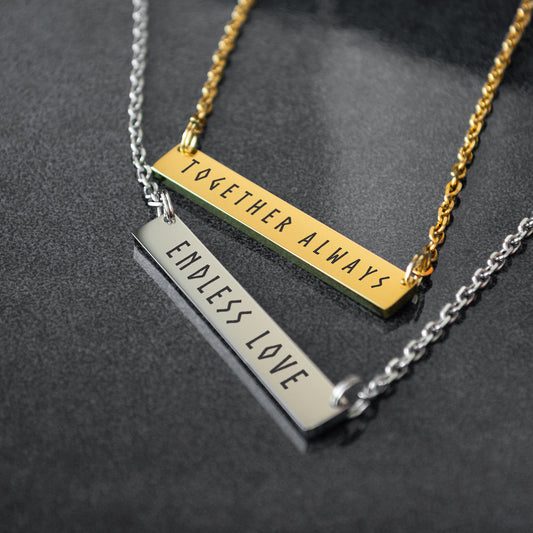 Engraved Bar Necklace – Personalized Name or Phrase Pendant
