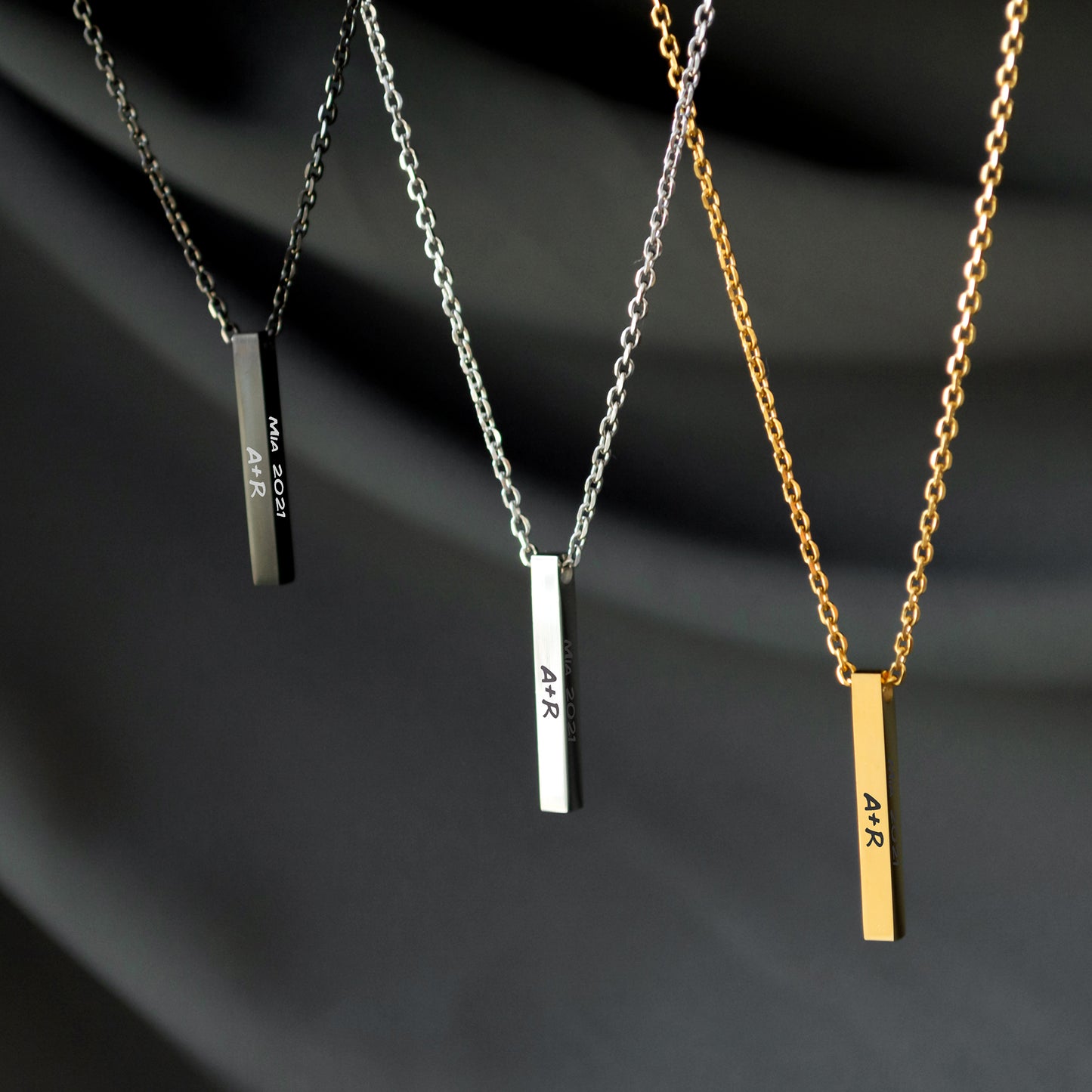 Personalized Engraved Necklace – Custom Name Bar Pendant