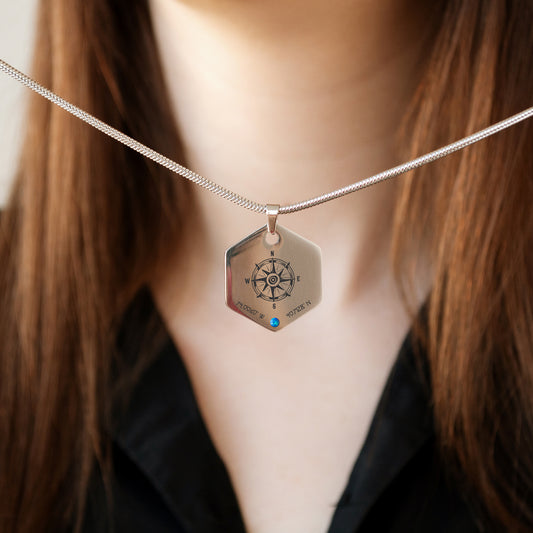 Personalized Coordinates Pendant – Engraved Compass Necklace