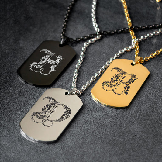 Custom Monogram Necklace – Engraved Initial Pendant