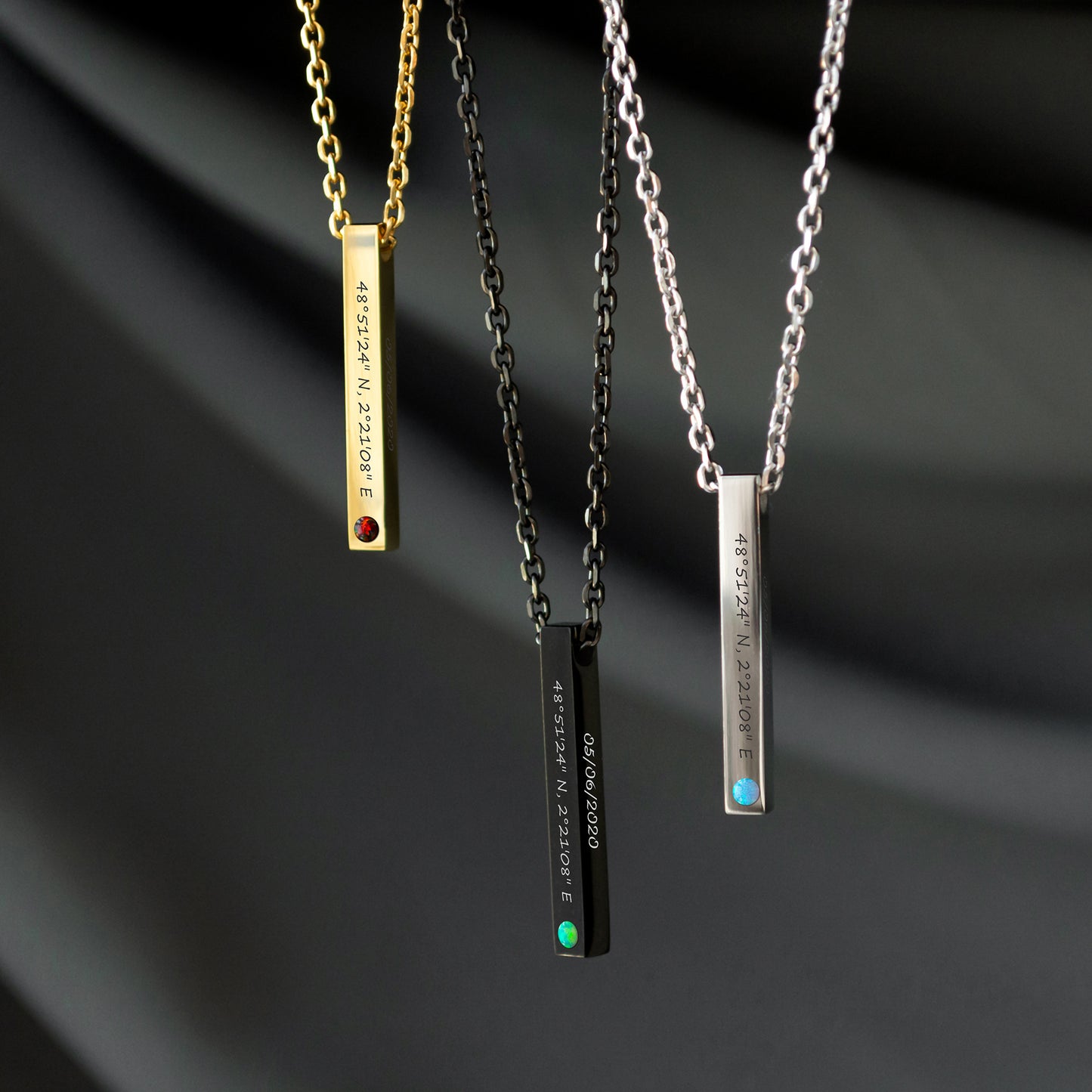 Custom Engraved Coordinates Necklace – Minimalist Jewelry Gift