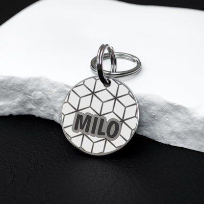 Dog Name Tag - Double Sided Engraved Pet Collar Tag