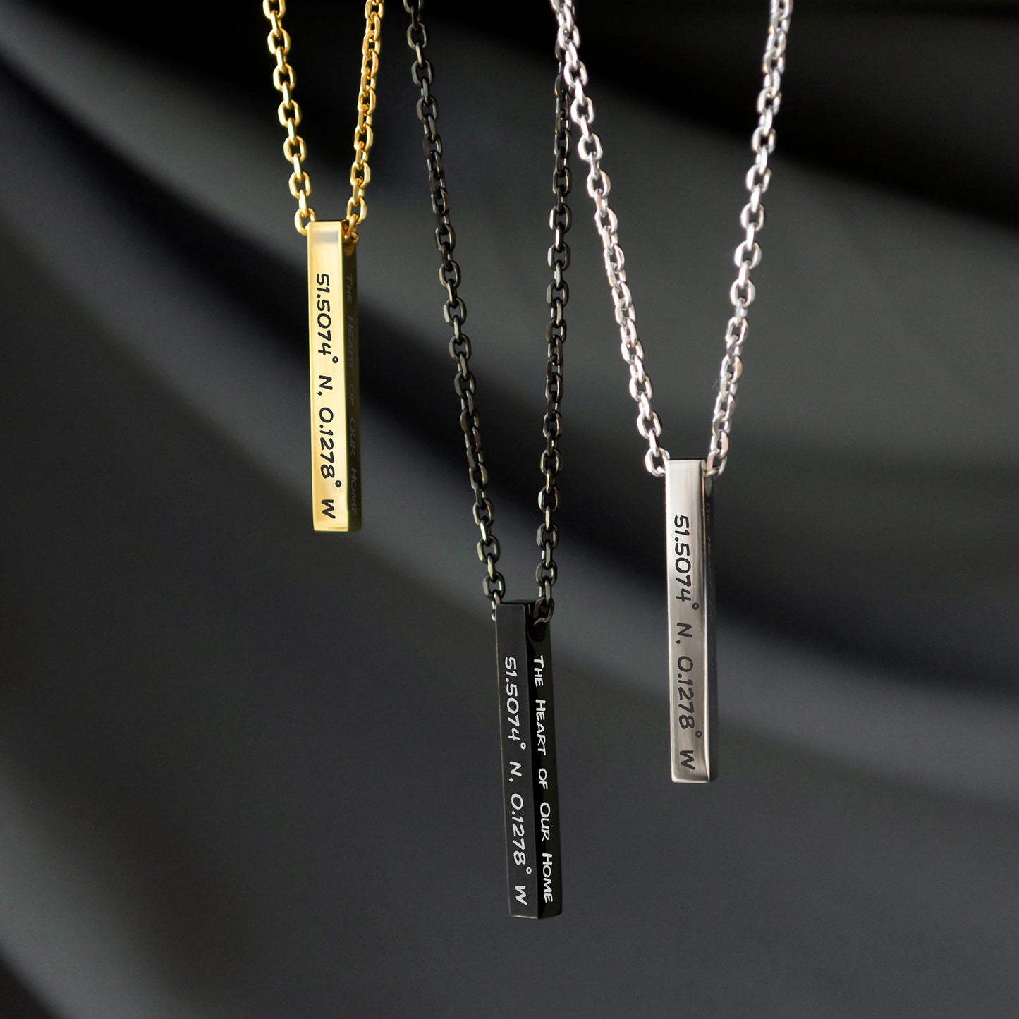 Custom Engraved Coordinates Necklace – Minimalist Jewelry Gift