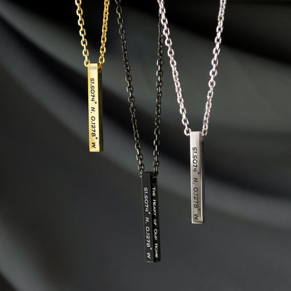 Custom Engraved Coordinates Necklace – Minimalist Jewelry Gift