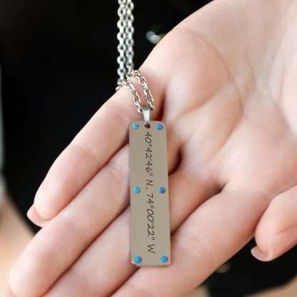 Personalized Coordinates Necklace – Custom Engraved Pendant
