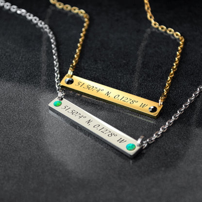 Engraved Coordinates Necklace – Custom Stainless Steel Jewelry