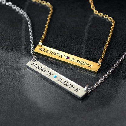 Coordinates Bar Necklace – Personalized Engraved Jewelry