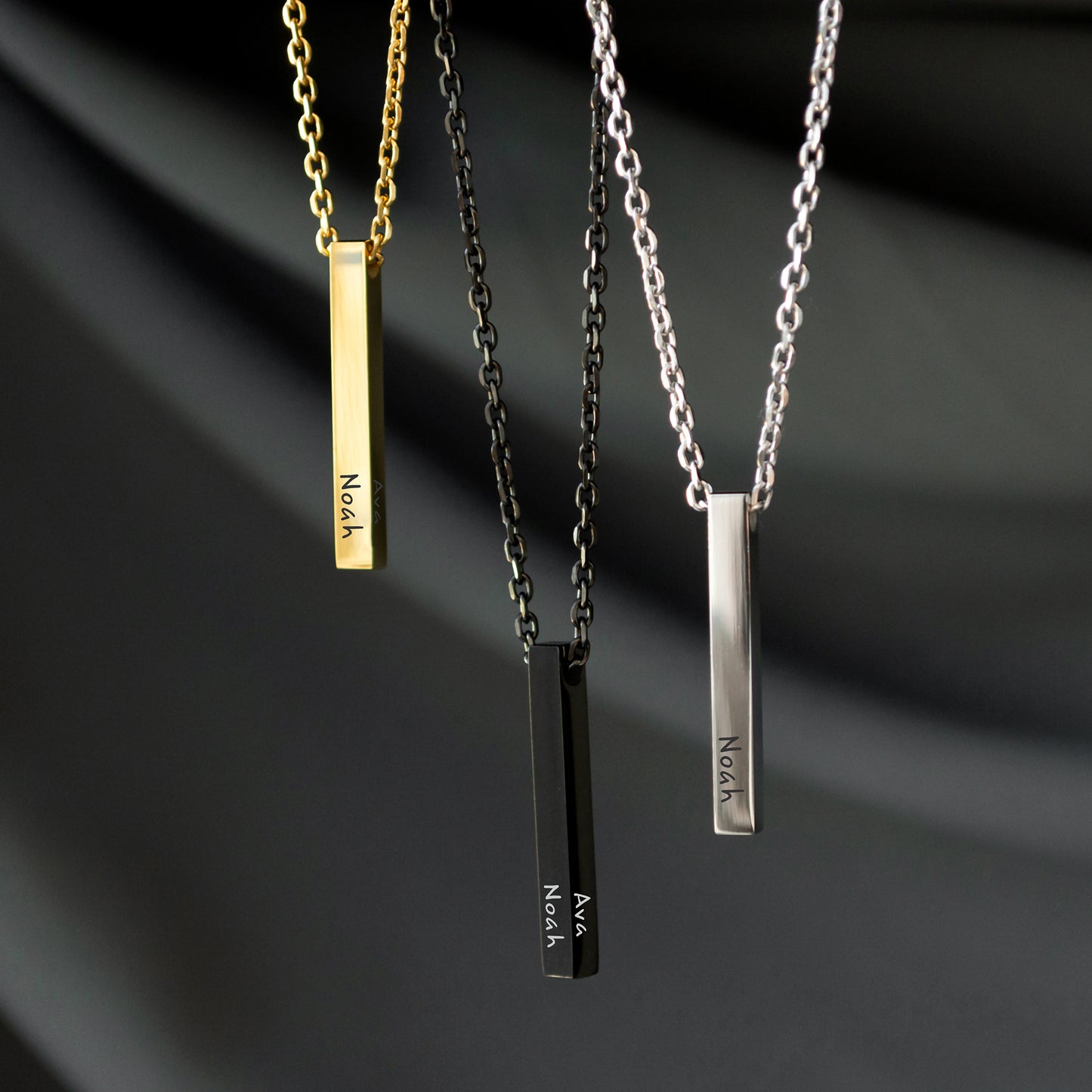 Engraved Bar Necklace – Personalized Name or Phrase Pendant