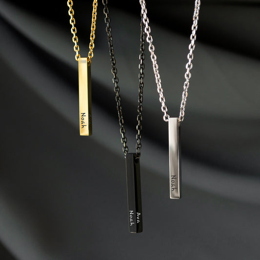 Engraved Bar Necklace – Personalized Name or Phrase Pendant
