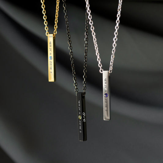 Personalized Latitude Longitude Necklace – Custom Engraved Jewelry