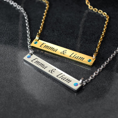 Personalized Engraved Necklace – Custom Name Bar Pendant
