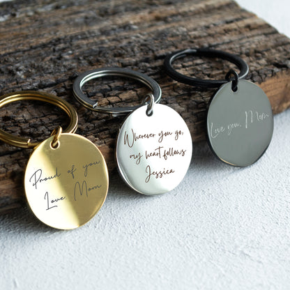 Personalized Handwriting Keychain – Custom Engraved Keepsake Gift
