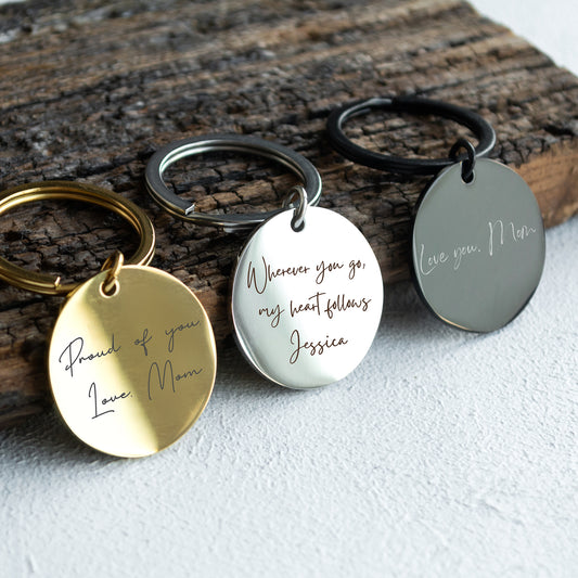 Personalized Handwriting Keychain – Custom Engraved Keepsake Gift