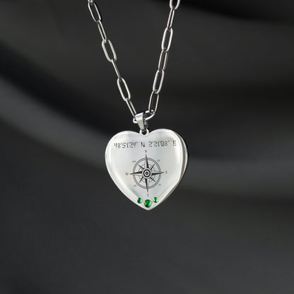 Custom Compass Necklace – Personalized Coordinates Pendant