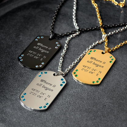 Personalized Coordinates Necklace – Custom Engraved Pendant