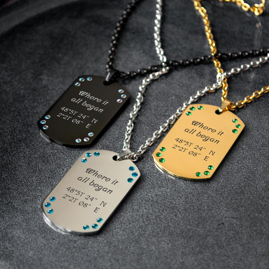 Personalized Coordinates Necklace – Custom Engraved Pendant