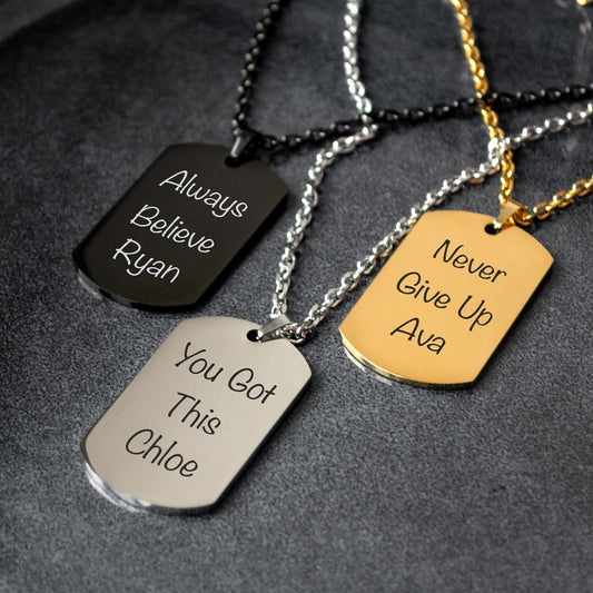 Custom Message Necklace – Engraved Name Jewelry Gift