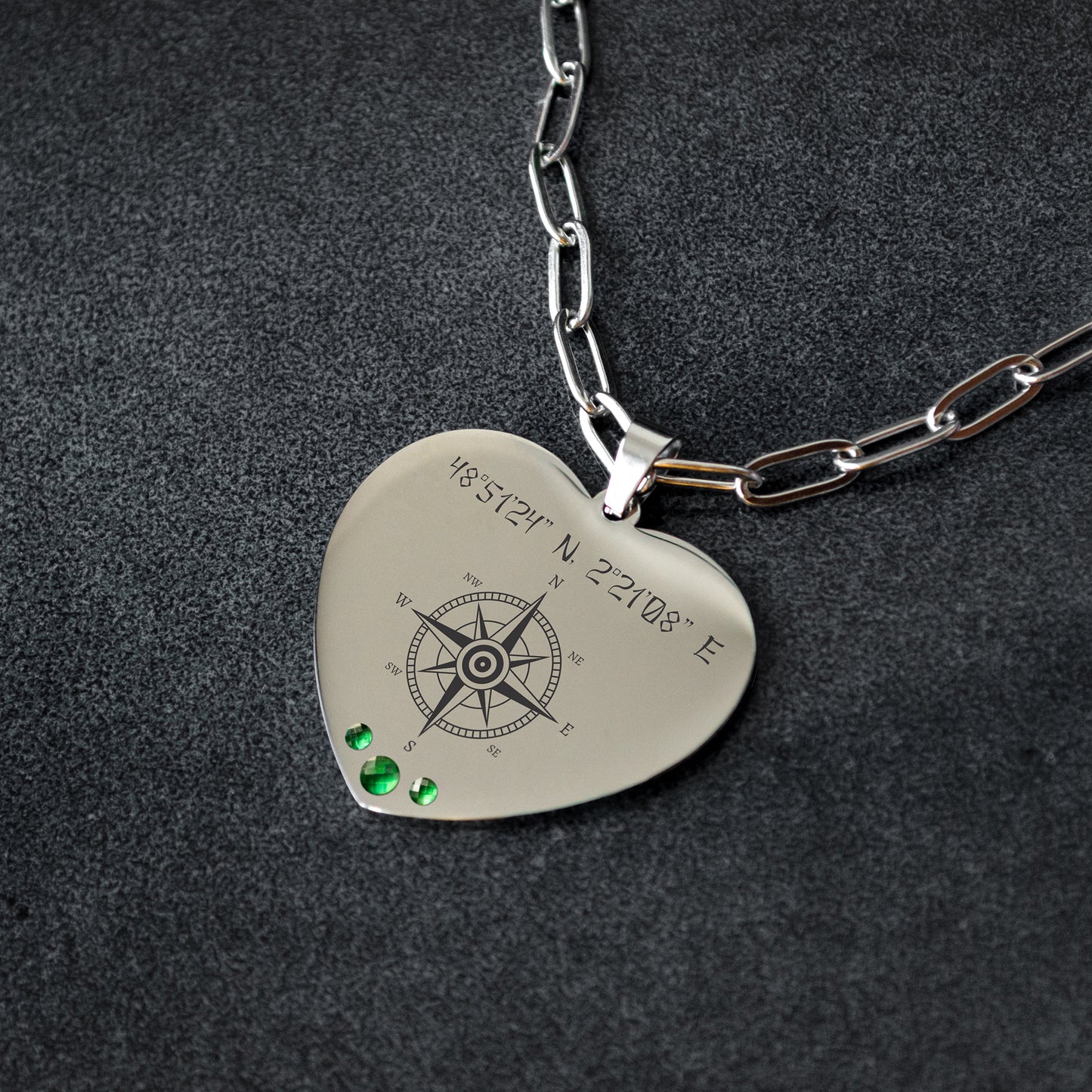 Custom Compass Necklace – Personalized Coordinates Pendant