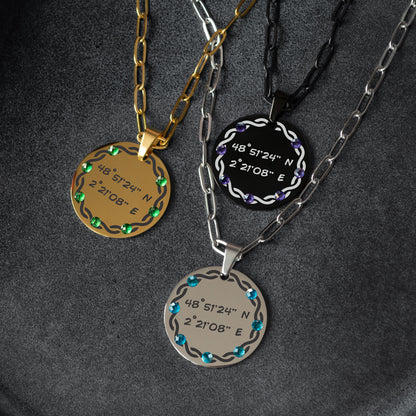 Engraved Coordinates Necklace – Custom Latitude Longitude Pendant